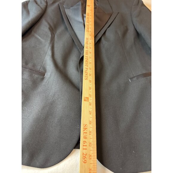 Oscar Dela Renta  Mens Tuxedo Jacket Double Breasted Black Polyester Blend - Picture 7 of 16